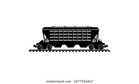 Railroad Grain Hopper, black isolated silhouette