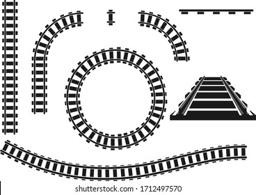 Railroad, railroad icon, black railroad isolated on white background. Vector illustration. Vector.