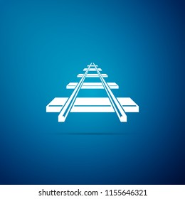 Railroad icon isolated on blue background. Flat design. Vector Illustration