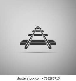 Railroad icon isolated on grey background. Flat design. Vector Illustration