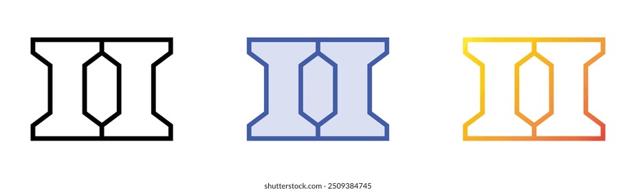 railroad icon. Linear, Blue Fill and Gradient Style Design Isolated On White Background