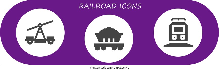 railroad icon set. 3 filled railroad icons.  Simple modern icons about  - Train, Wagon