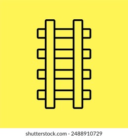 railroad icon simple, line vector isolated on yellow background. trendy and modern design