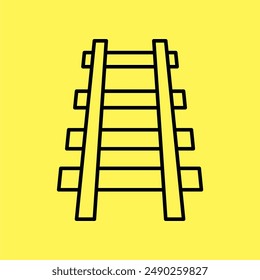 railroad icon simple, line vector isolated on yellow background. trendy and modern design