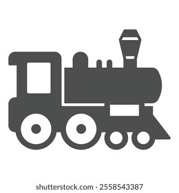 Railroad main wagon solid icon, west desert railway concept. Vector graphics. Steam engine train sign on white background, glyph style icon for mobile or web design