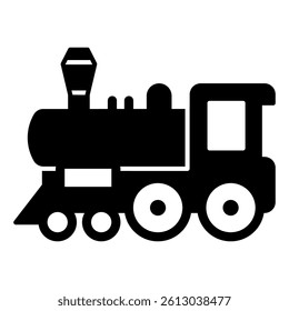 Railroad main wagon solid icon, west desert railway concept. Vector graphics. Steam engine train sign on white background, glyph style mobile or design