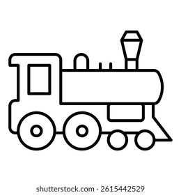 Railroad main wagon thin line icon, west desert railway concept. Vector graphics. Steam engine train sign on white background, linear style for mobile or design