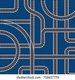 Railroad Map Background for Train, Locomotive, Tram or Metro Web Design . Vector illustration