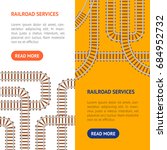 Railroad Map Banner Vecrtical Set for Train, Locomotive, Tram or Metro Web Design . Vector illustration