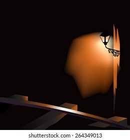 Railroad in the night - vector illustration.