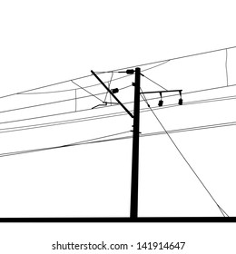 Railroad overhead lines. Contact wire. Vector illustration.