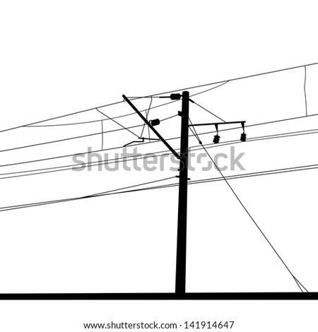 Railroad overhead lines. Contact wire. Vector illustration.