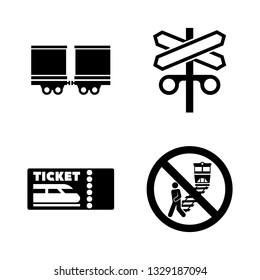 Railroad, Railway Train. Simple Related Vector Icons Set for Video, Mobile Apps, Web Sites, Print Projects and Your Design. Seasonal Tyre Fitting icon Black Flat Illustration on White Background.