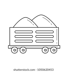 Railroad shipping vector line icon isolated on white background. Sand transportation by railroad line icon for infographic, website or app.