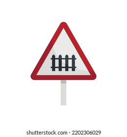 Railroad Sign Icon. Flat Illustration Of Railroad Sign Vector Icon Isolated On White Background