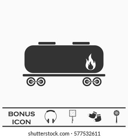 Railroad tank icon flat. Black pictogram on white background. Vector illustration symbol and bonus button