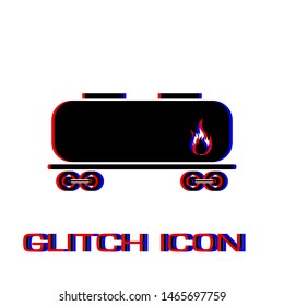 Railroad tank icon flat. Simple pictogram - Glitch effect. Vector illustration symbol