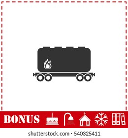 Railroad tank icon flat. Simple vector symbol and bonus icon