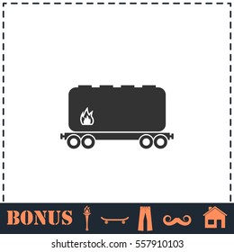 Railroad tank icon flat. Simple vector symbol and bonus icon