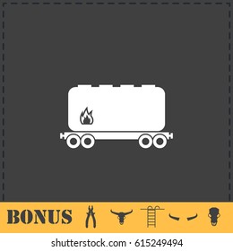 Railroad tank icon flat. Simple vector symbol and bonus icon