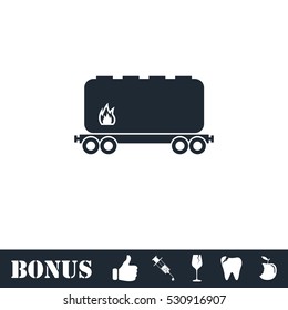 Railroad tank icon flat. Vector illustration symbol and bonus pictogram