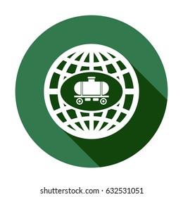 Railroad tank icon, isolated. Flat design.