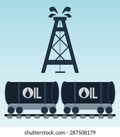 Railroad tank icon. Oil concept.