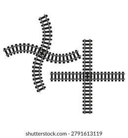 Railroad track components and railway junctions vector. Graphic supports transport logistics infographics and model. EPS 10.