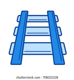 Railroad track vector line icon isolated on white background. Railroad track line icon for infographic, website or app. Blue icon designed on a grid system.