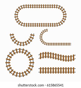 Railroad tracks construction elements railway set vector