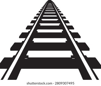 Railroad Tracks Perspective View silhouette vector