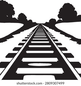Railroad Tracks Perspective View silhouette vector