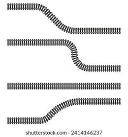 Railroad tracks. Rails and sleepers. Railway train track. Vector illustration. EPS 10.