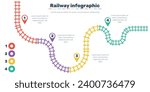 Railroad tracks, railway simple icon, rail track direction, train tracks colorful vector illustrations. Infographic elements, simple illustration.