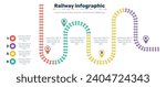 Railroad tracks, railway simple icon, rail track direction, train tracks colorful vector illustrations. Infographic elements, simple illustration.