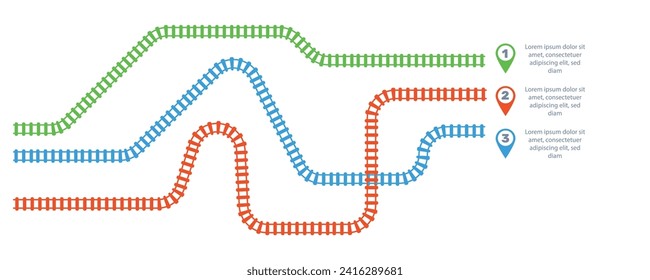 Railroad tracks, railway simple icon, rail track direction, train tracks colorful vector illustrations. Infographic elements, simple illustration on a white background.