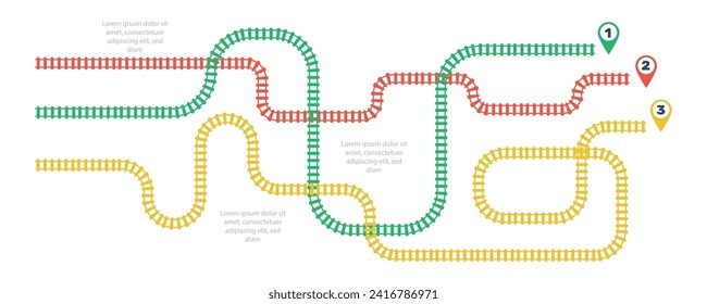 Railroad tracks, railway simple icon, rail track direction, train tracks colorful vector illustrations. Infographic elements, simple illustration on a white background.