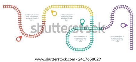 Railroad tracks, railway simple icon, rail track direction, train tracks colorful vector illustrations. Timeline Infographic elements, simple illustration on a white background.