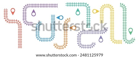 Railroad tracks, railway simple icon, rail track direction, train tracks colorful vector illustrations. Infographic elements, simple illustration.