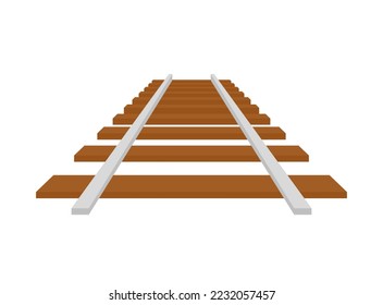 Ferrocarriles. Tren de ferrocarril. Rails y dormilones. Ilustración de material vectorial.