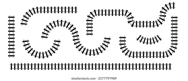 Railroad Tracks and Sleepers. Editable Vector Illustration