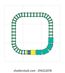 Railroad Tracks Toy Block Vector Illustration