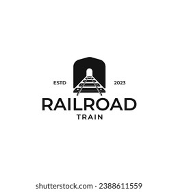 Símbolo de la ilustración del vector del logotipo del tren de vías ferroviarias Icono de diseño