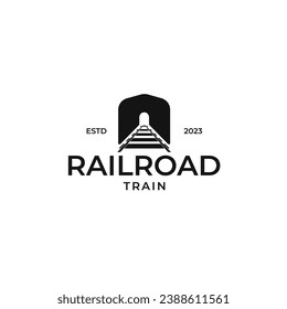 Símbolo de la ilustración del vector del logotipo del tren de vías ferroviarias Icono de diseño