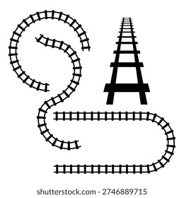 Railroad tracks vector icon. Transportation concept. Repeating train rail pattern forms a clean round, curve border shape.