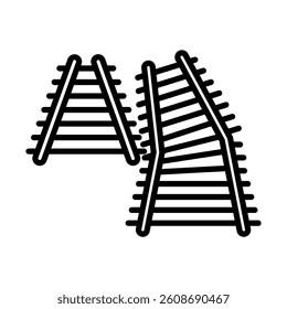 Railroad Tracks Vector Line Icon Design