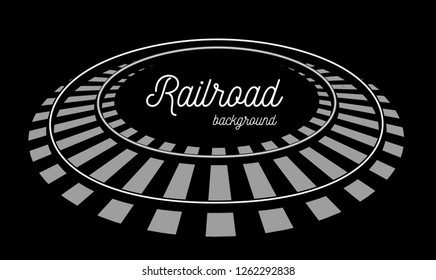 Railroad Tracks Vector Llustration On Black Background