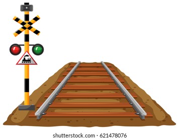 Railroad and traffic light for train illustration