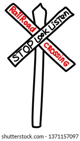 Railroad Traffic Sign. Vector line drawing on white background