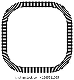 Railroad, Train track, Railway contour, silhouette vector. Tramway, metro, subway path